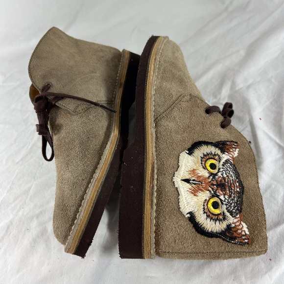 GUCCI Beige Suede Owl & UFO Embroidered Men's Ankle Boots Made in Italy 7.5-8US - Picture 13 of 15